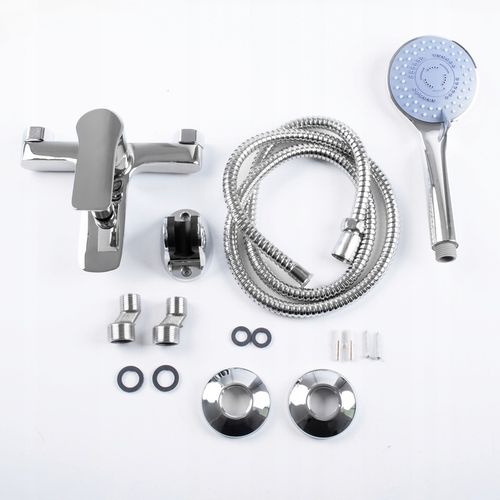 Bateria wannowa ścienna z prysznicem chrom srebrny kran do wanny YOKA HOME na Arena.pl