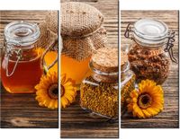 70 90CM OBRAZ 3 ELEM MIÓD PSZCZELI ŚCIENNY DRUK PŁÓTNO