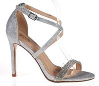 Sandały na obcasie szpilce 10,5 cm. srebrne brokatowe Rozmiar obuwia - 40