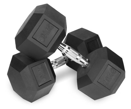 Hantle stałe 1x20kg żeliwne gumowane 20kg HEX do treningu SOLIDNE na Arena.pl