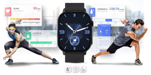 Smartwatch Gravity GT15-1 Czarny Pasek Silikonowy + Czarna Bransoleta na Arena.pl
