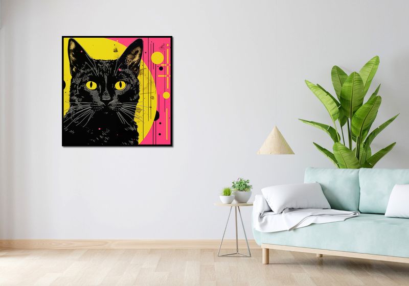 Plakat 90x90cm Neonowy Kocur zdjęcie 4