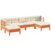 6-cz., ogrodowy zestaw wypoczynkowy z poduszkami, woskowy brąz