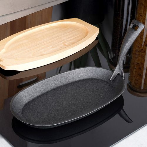 Patelnia Żeliwna na Desce Serwowania Potraw Gorący Półmisek Talerz Sizzler na Arena.pl