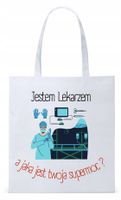 Dla Doktora Lekarza Torba Eco Biała Shopper Z Nadrukiem Ze Zdjęciem
