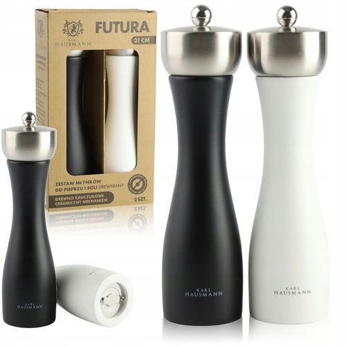 ZESTAW RĘCZNYCH MŁYNKÓW DO MIELENIA SOLI PIEPRZU PRZYPRAW BIAŁY I CZARNY na Arena.pl