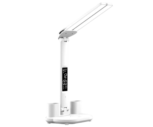 Lampka biurkowa biurowa LED z wyświetlaczem LCD nowoczesna z organizerem na Arena.pl