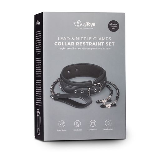 Wiązania-Leather Collar With Nipple Chains na Arena.pl