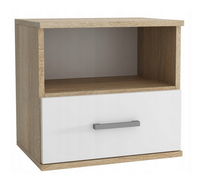 SZAFKA NOCNA Z SZUFLADĄ SONOMA/BIAŁA 48x50 nowoczesna szafka do sypialni