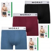 Bokserki Męskie Bambusowe Gładkie KLASYCZNE KOLOROWE MORAJ ZESTAW 3-PAK XXL