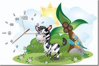 60CM 40CM ZEGAR OBRAZ ZEBRA DZUNGLI DRUK PŁÓTNO RAMA