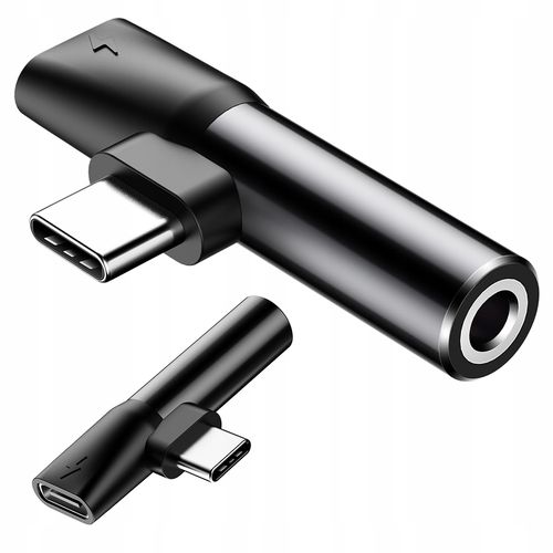 Adapter Audio Baseus USB-C do Mini Jack 3.5mm + USB-C (czarny) na Arena.pl