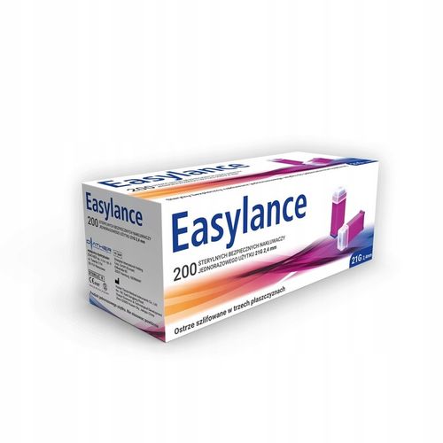 Nakłuwacze jednorazowe Easylance 2,4mm 21g 200 szt. + GRATIS Test covid-19 na Arena.pl