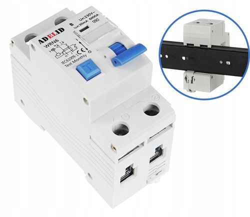 1F B16A 30mA WYŁĄCZNIK NADPRĄDOWY Z RÓŻNICÓWKĄ 2P TYP AC na Arena.pl