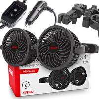 Wiatrak Samochodowy Na Zagłówek Mocny Wentylator Podwójny 12V Regulacja