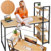 biurko loft z półkami dąb naturalny komputerowe biurowe szkolne