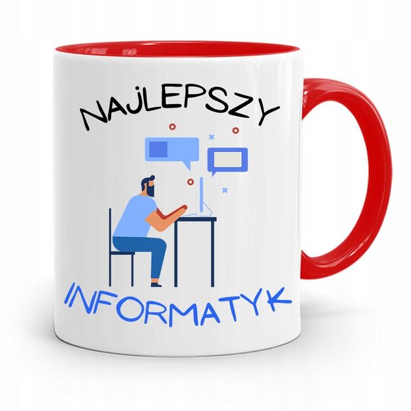 Kubek Czerwony Informatyka Programisty Prezent Z Nadrukiem Ze Zdjęciem zdjęcie 1