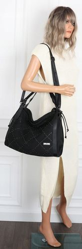 Torebka Damska Listonoszka Shopper Duża Torba na Ramię Worek CH6686 Czarna na Arena.pl