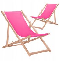 Zestaw Leżak Drewniany Plażowy Różowy Bukowe Leżaki Od Producenta 2 Szt.