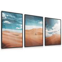ZESTAW 3x Plakat W Ramie Krajobrazy PUSTYNIA Natura Efekt 3D 30cm x 40cm