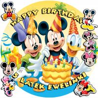 OPŁATEK NA TORT 20CM - MYSZKA MIKI MINI MICKEY + IMIĘ + GRATIS! 15CM 18CM