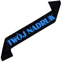 Szarfa czarna  z Twoim nadrukiem w kolorze niebieskim