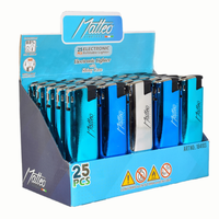 box - 25 x zapalniczka piezo-elektr. matteo blue metalowa mix