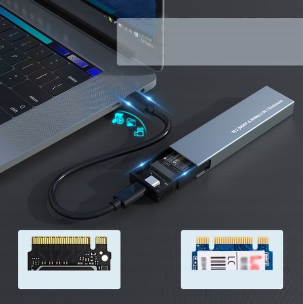 Obudowa na dysk SSD NVME/SATA PCIe M.2 USB-C Gen2 Kieszeń Adapter dysku M2 zdjęcie 11