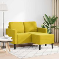 Sofa 2-osobowa z szezlongiem w kształcie litery L, żółta, 125cm