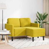 Sofa 2-osobowa z szezlongiem w kształcie litery L, żółta, 125cm