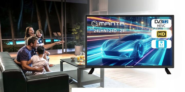 Telewizor 24 cale TV przenośny HD LED tuner dekoder DVBT2 USB 12V zdjęcie 4