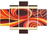 105CM 150CM OBRAZ 5 ELEM POMARAŃCZOWY WIR DRUK