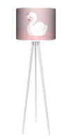 Lampa podłogowa - trójnóg drewniana duża - Swan Queen (różowa)