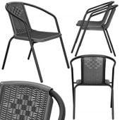 Krzesło ogrodowe 2 szt. plecione na taras metalowe szare zestaw