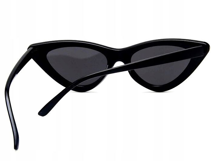 Okulary pilotki KOCIE OKO czarne PROSTOKĄTNE retro Damskie Przeciwsłoneczne zdjęcie 8