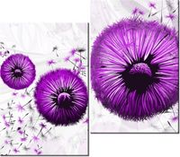 80CM 70CM 2 ELEME OBRAZ RAMA FIOLETOWE DMUCHAWCE DRUK ŚCIENNY PŁÓTNO