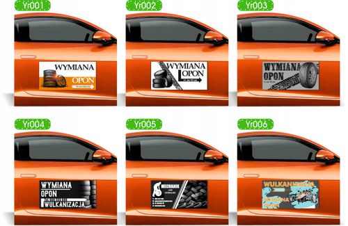 Magnes na samochód reklama magnetyczna 60x30cm WYMIANA OPON różne wzory na Arena.pl