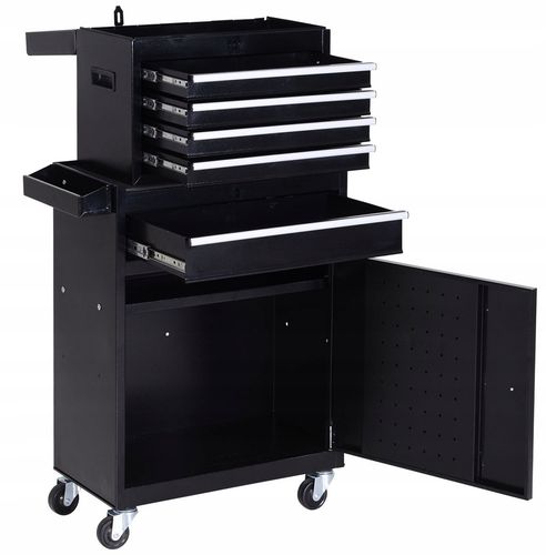 wózek narzędziowy 5 szuflad 52,5 x 28 x 104,5 cm - czarny na Arena.pl