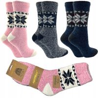 3x skarpety ALPAKA damskie ZIMOWE ciepłe GRUBE skarpetki WEŁNIANE 35-38