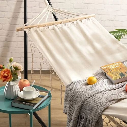 HAMAK OGRODOWY BOHO MAKRAMOWY DRĄŻEK PAŁĄK JEDNOOSOBOWY POKROWIEC BEŻOWY na Arena.pl