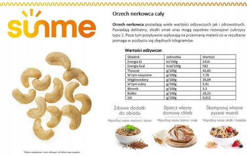 Orzechy nerkowca cały 1kg ORZECH NERKOWCA NERKOWCE CAŁE wysoka JAKOŚĆ 1000g na Arena.pl