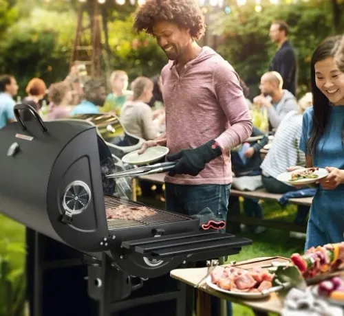GRILL WĘGLOWY OGRODOWY 2 RUSZTY CHROMOWANE 2 PÓŁKI POPIELNIK TERMOMETR STAL na Arena.pl