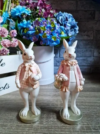 FIGURKA WIELKANOCNY PAN ZAJĄC KRÓLIK model XVI róż zdjęcie 2
