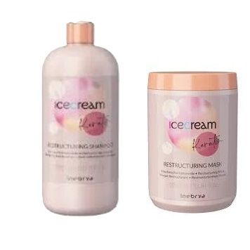 Zestaw Inebrya Ice Cream Keratin Szampon + Maska z Keratyną 2x1000ml na Arena.pl