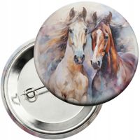 Przypinka z agrafką 59mm - KOŃ KONIE JAZDA KONNA HOBBY HORSE