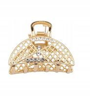 Spinka klamra metalowa półokrągła kratka cyrkonie kolor złoty 4cm