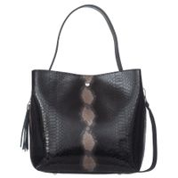 VERA PELLE torebka damska skórzana klasyczna kroko z paskiem V622 czarna