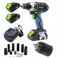 Klucz udarowy 750nm 2xbaterie ładowarka nasadki udarowe 3ah 21v KD3407