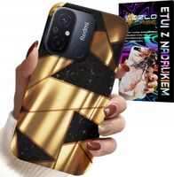 ETUI DO XIAOMI REDMI 12C - ZŁOTE ELEGANCKIE WZORY + FOLIA HYDRO