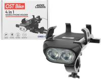 Uchwyt na telefon lampka dzwonek power bank Ost Bike 4 w 1